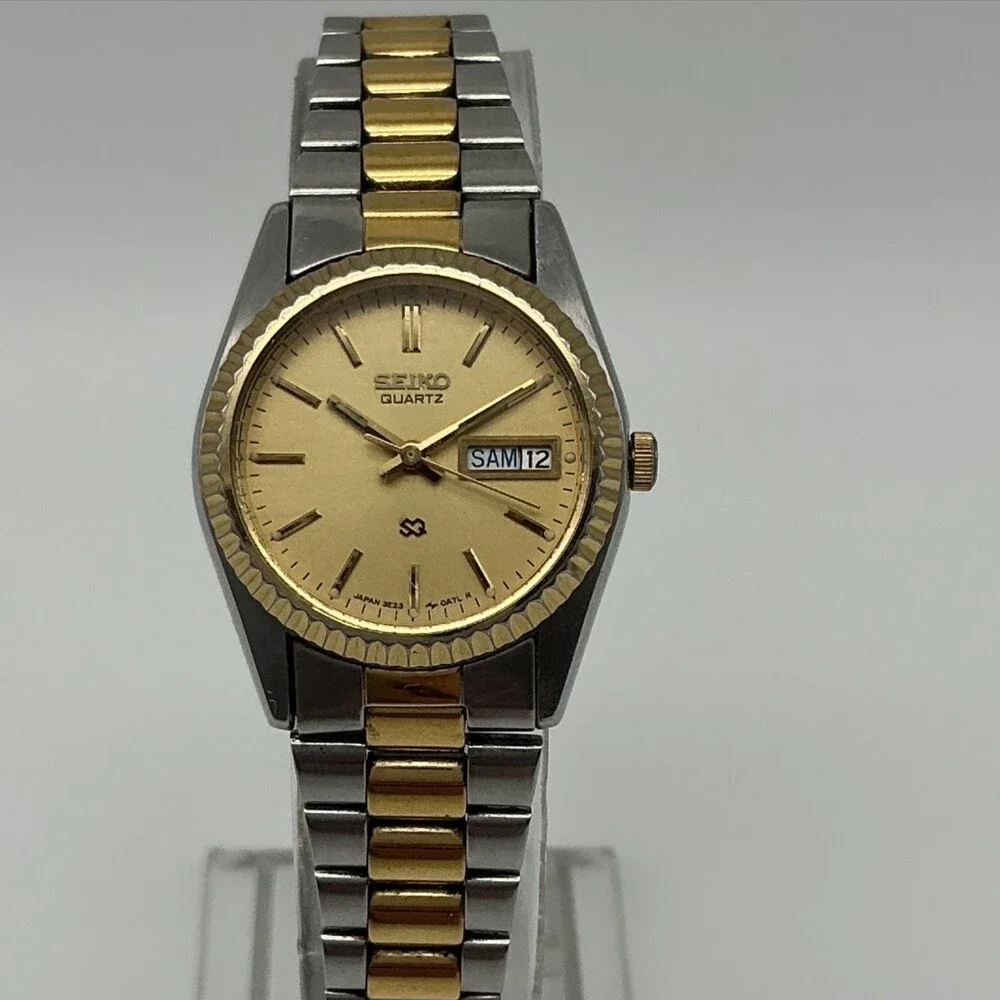 Vintage Seiko Quartz 8223-0060 Womens Watch 24mm Two Tone New Battery 6.5